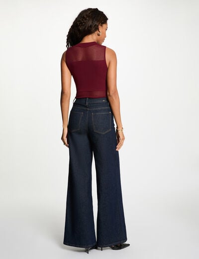 Pull sans manches bordeaux femme