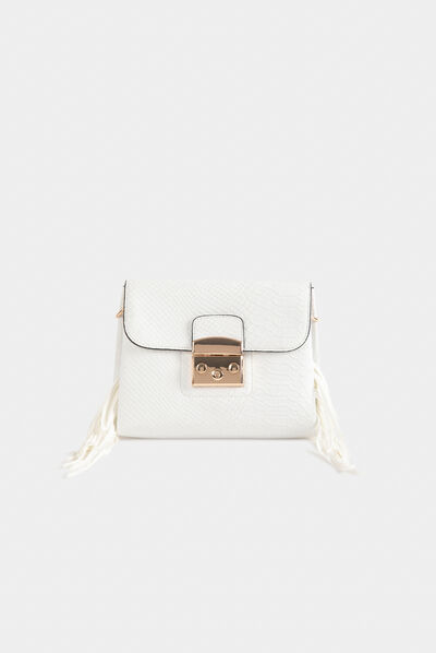 Sac pochette aspect python blanc femme