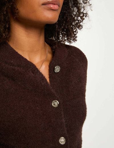 Gilet manches longues marron foncé femme