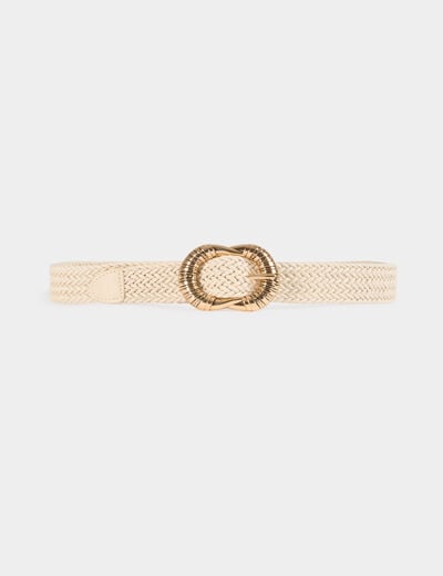 Ceinture large tressée blanc femme