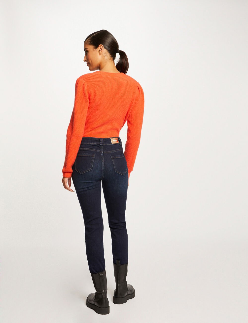 Slimfit jeans met hoge taille raw jeans vrouw