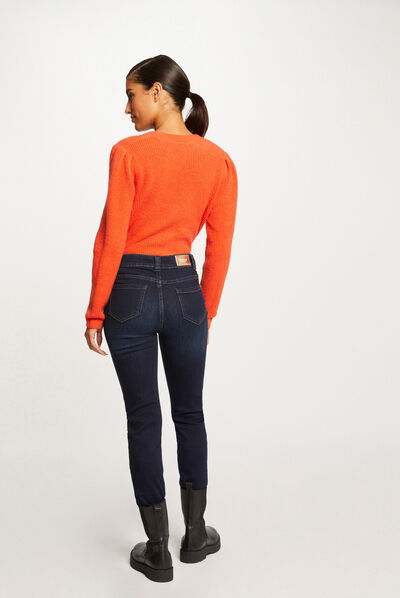 Slimfit jeans met hoge taille raw jeans vrouw