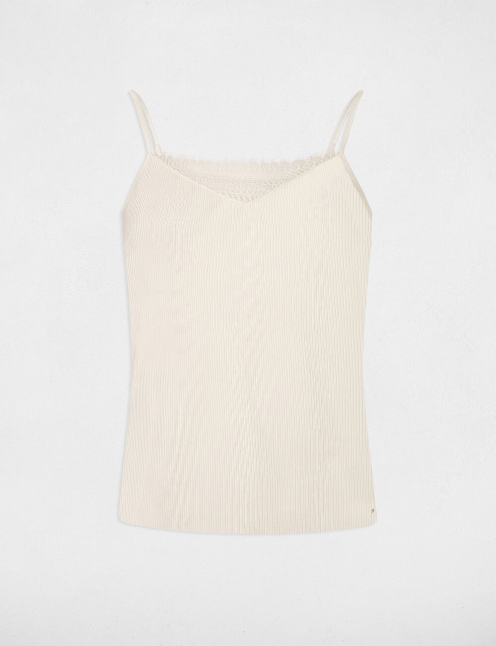 Débardeur à dentelle beige clair femme