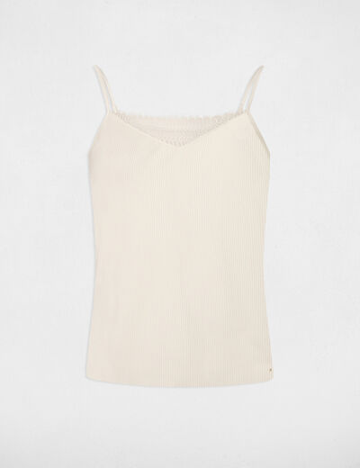 Débardeur à dentelle beige clair femme
