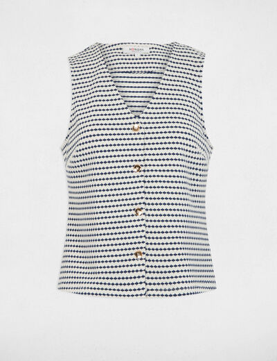 Mouwloos bedrukt vest marineblauw vrouw