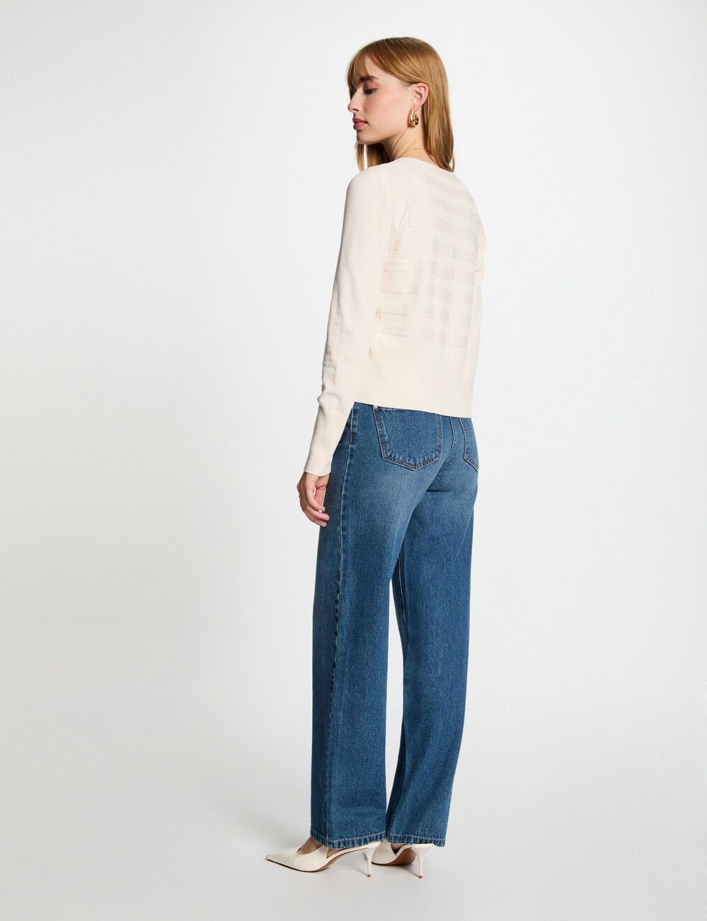 Gilet manches longues ivoire femme