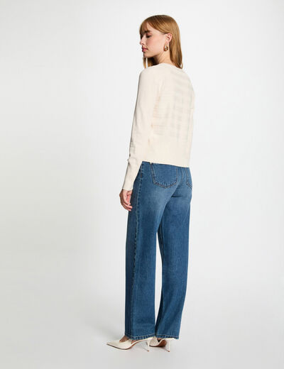 Gilet manches longues ivoire femme