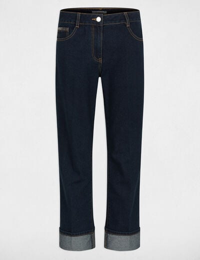 Rechte jeans met strass ruw denim vrouw