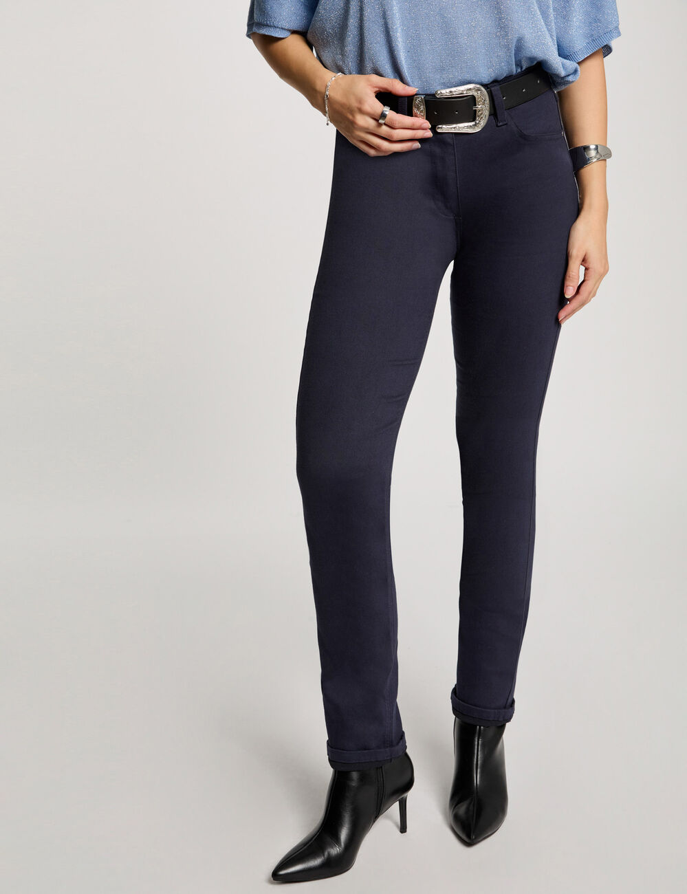 Rechte broek marineblauw vrouw