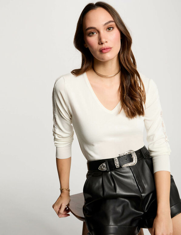 pull col en v blanc femme Pull col en V blanc femme