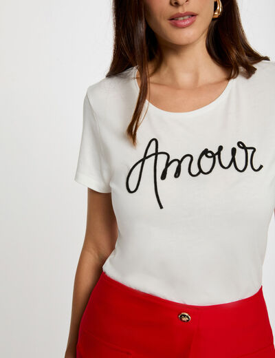 T-shirt droit inscription blanc femme