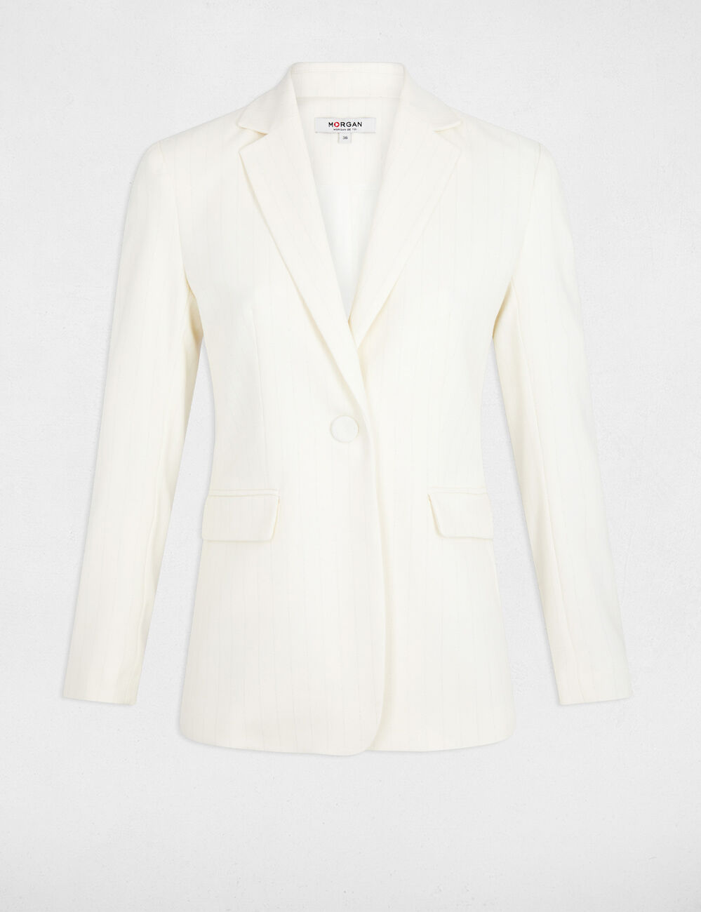 Veste tailleur &agrave; fines rayures blanc femme