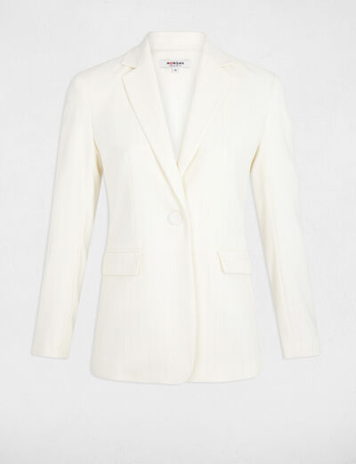 Veste tailleur &agrave; fines rayures blanc femme