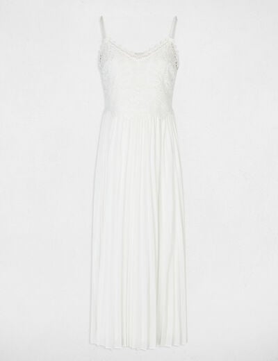 Robe longue dentelle blanc femme