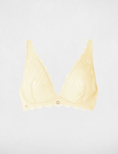 Soutien-gorge dentelle bretelles fines jaune femme