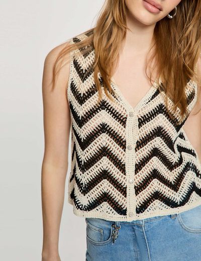 Mouwloos vest met V-hals zwart vrouw