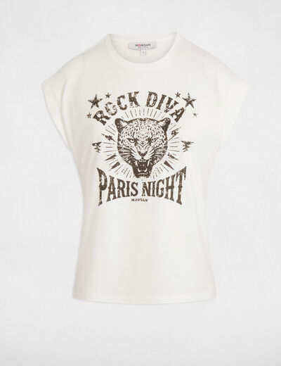 T-shirt à inscription blanc femme