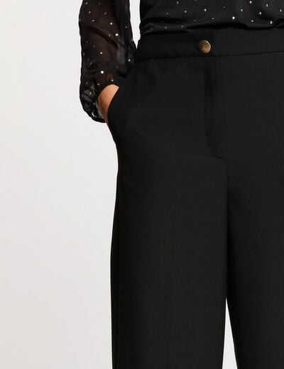 Pantalon large taille haute noir femme