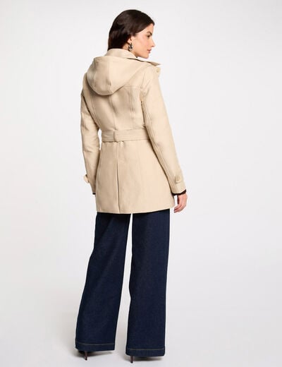 Getailleerde trenchcoat met capuchon zand vrouw