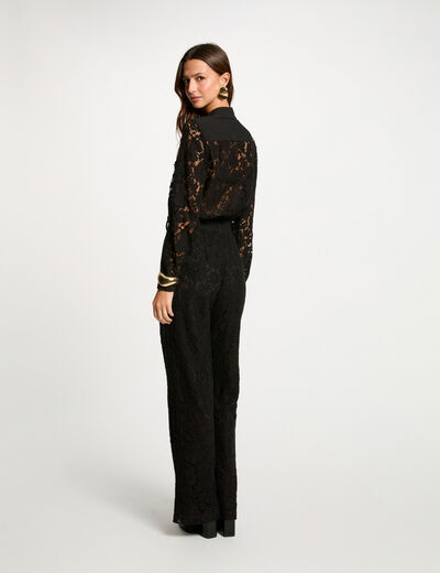 Lange kanten jumpsuit zwart vrouw