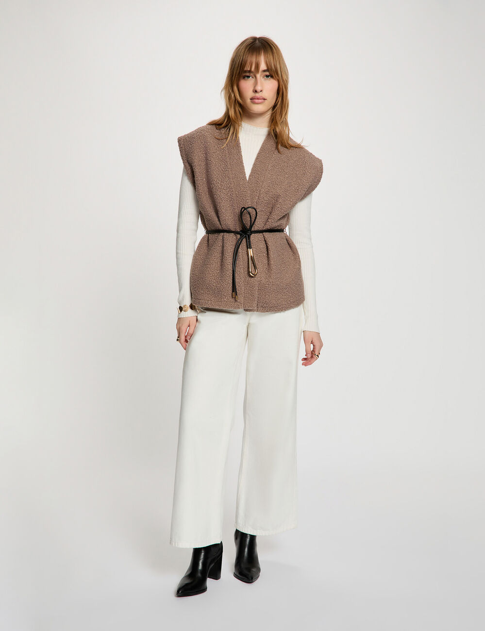 Veste sans manches taupe femme