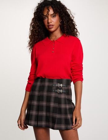 Tweed short-rok recht zwart vrouw