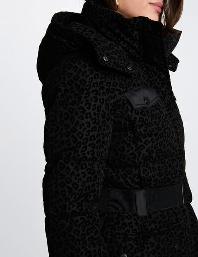Doudoune ceintur&eacute;e noir femme