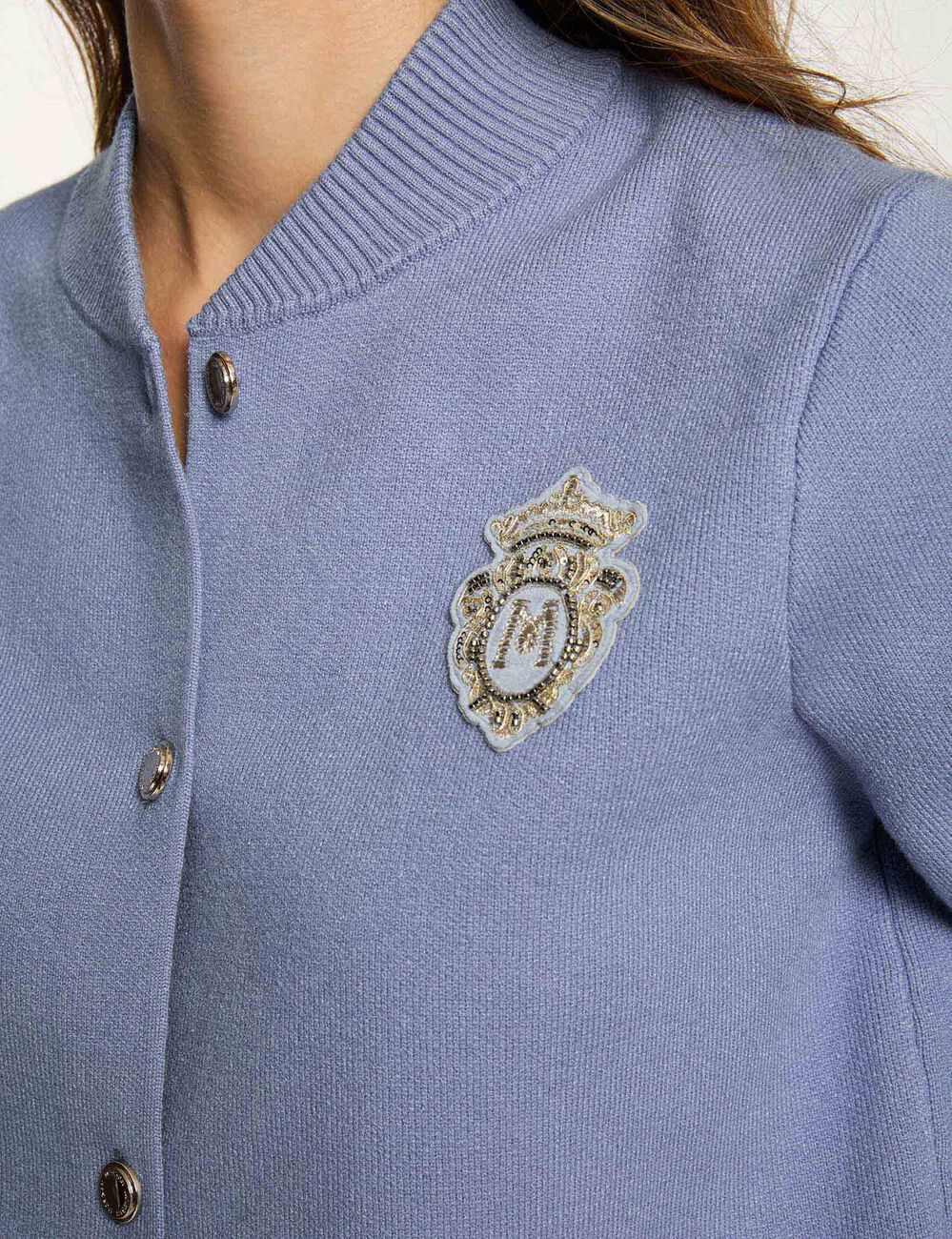 Pull col teddy bleu femme