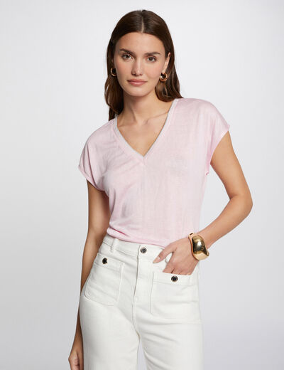 T-shirt manches courtes rose clair femme