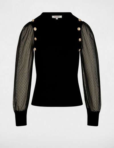 Pull col montant noir femme