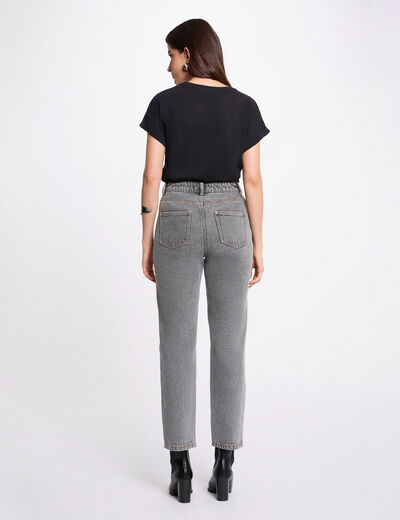 T-shirt met geborduurde mouwen zwart vrouw