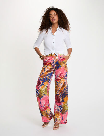 Pantalon droit fluide multicolore femme