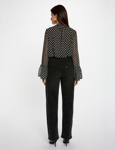 T-shirt voile col lavallière noir femme