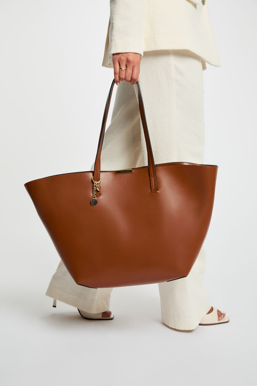 Sac cabas trapèze camel femme