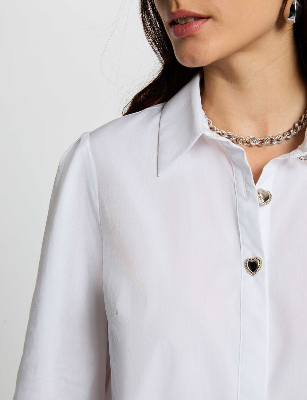 Overhemd met reverskraag helder wit vrouw