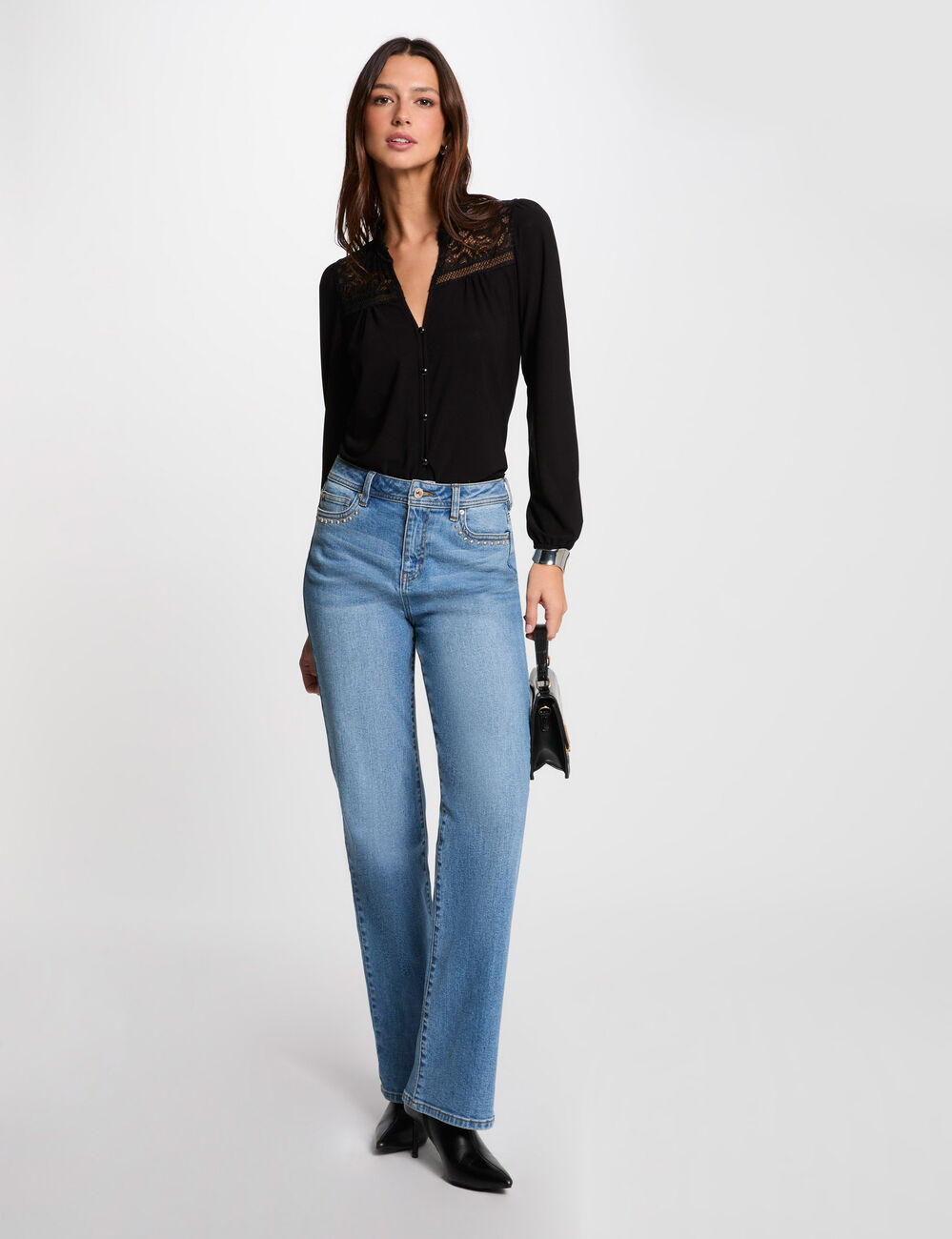 T-shirt met lange mouwen zwart vrouw