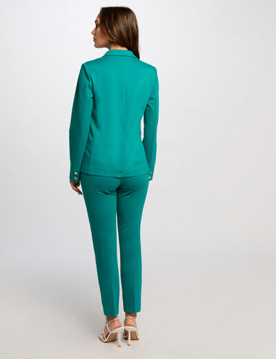 Pantalon cigarette à pinces bleu turquoise femme