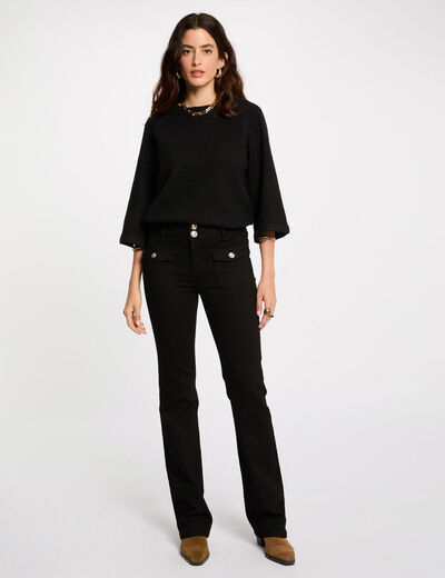 Bootcut jeans met klepzakken zwart vrouw