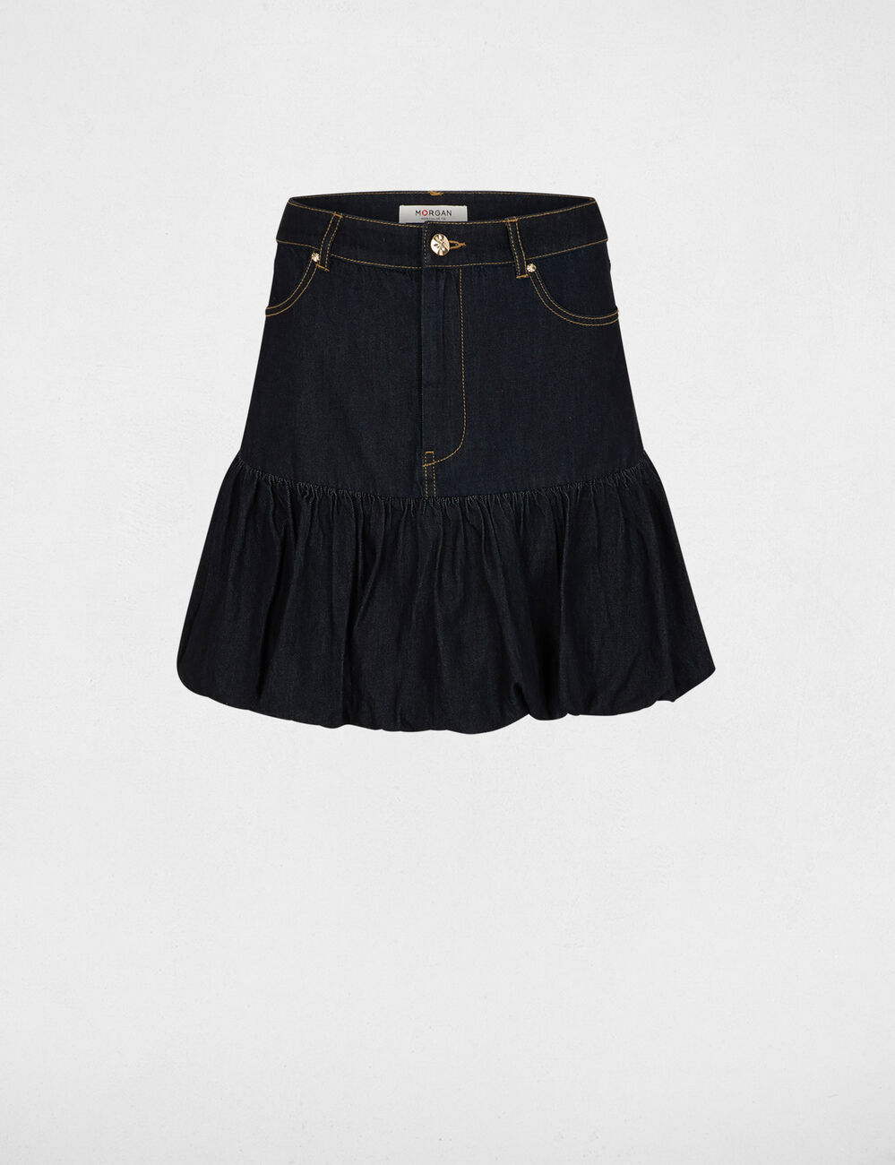 Jupe boule en jean bleu femme