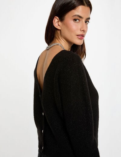 Gilet col en V noir femme