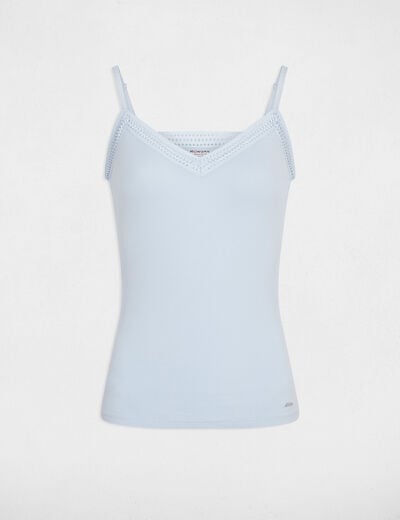 Tanktop met dunne bandjes kant hemelsblauw vrouw