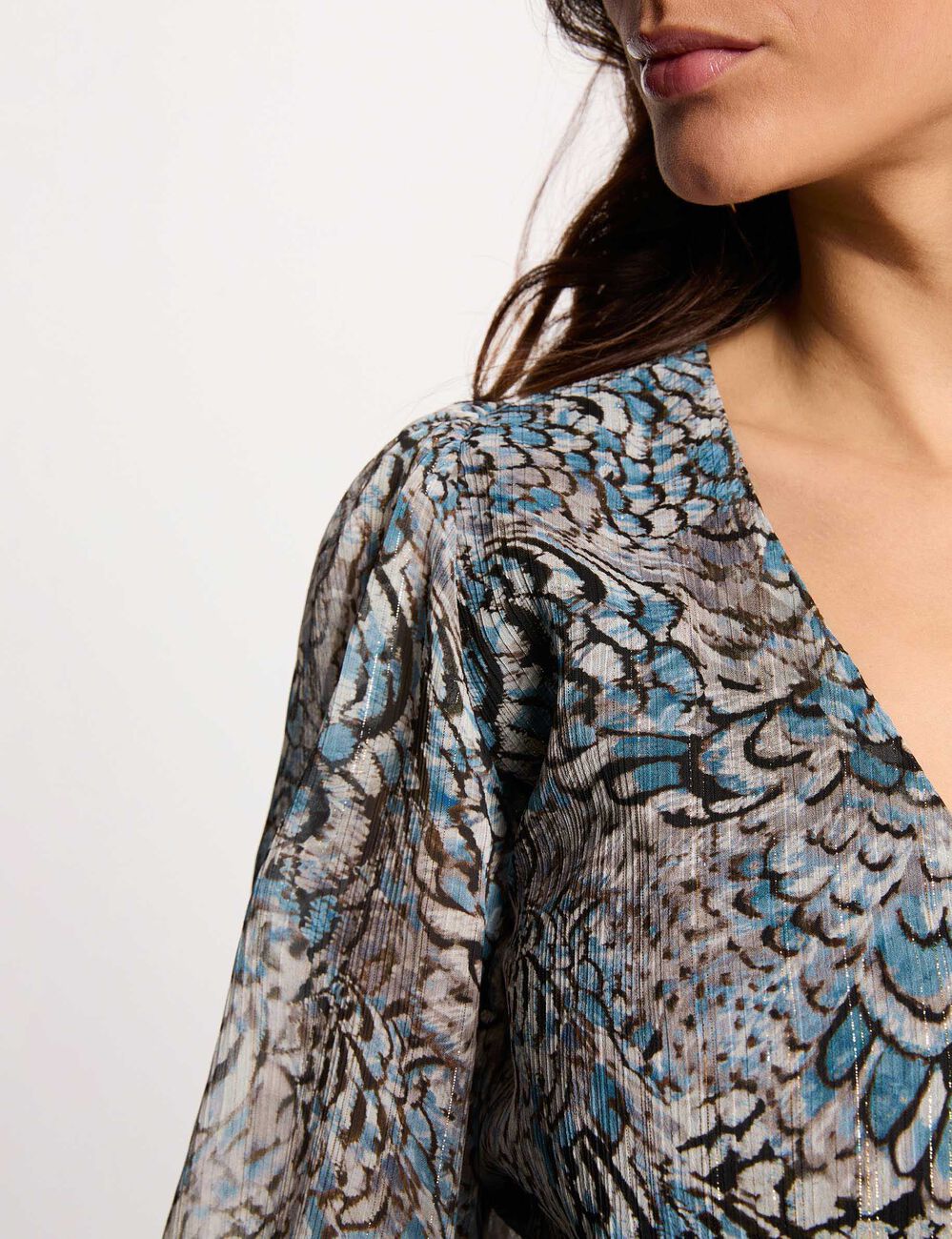 Robe courte manches bouffantes multicolore femme