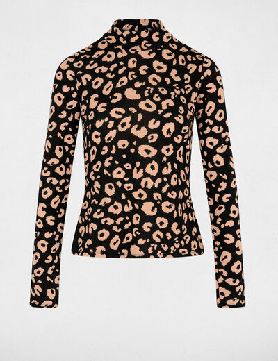 T-shirt cintré col montant noir femme