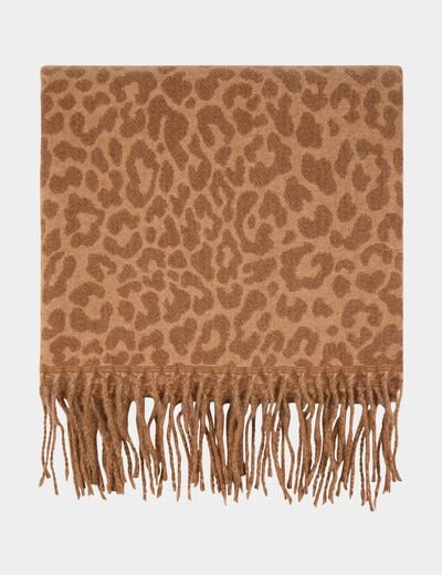 Sjaal met dierenprint beige vrouw