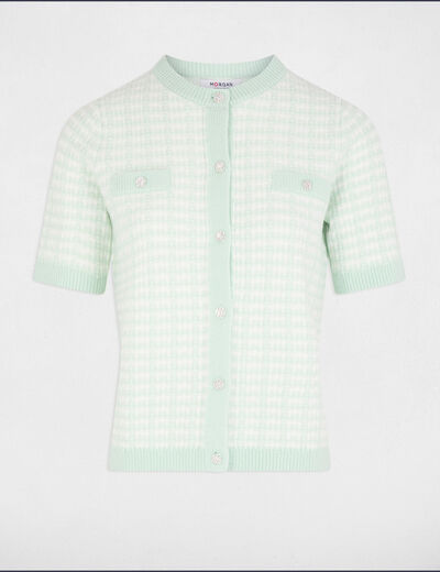 Gilet manches courtes imprimé vert clair femme