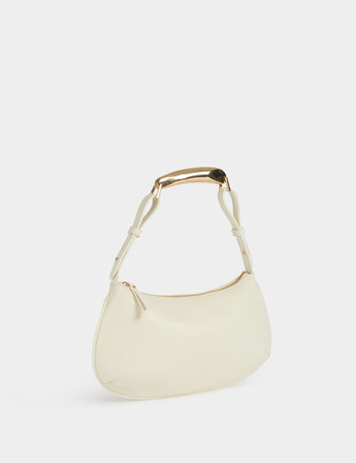 Sac anse m&eacute;tallique blanc femme