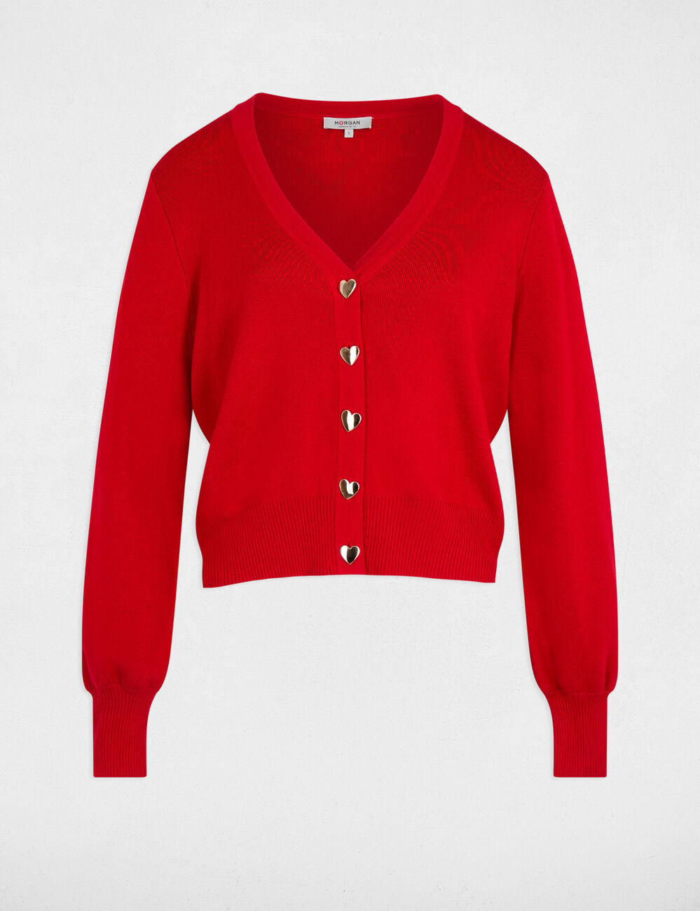 Gilet ajust&eacute; col v rouge femme