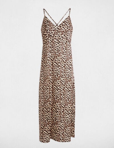Robe midi droite imprimée multicolore femme