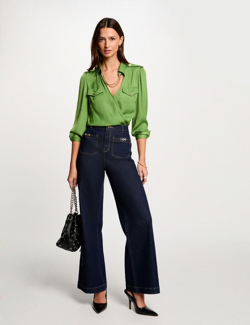 blouse manches longues vert anis femme Blouse manches longues vert anis femme