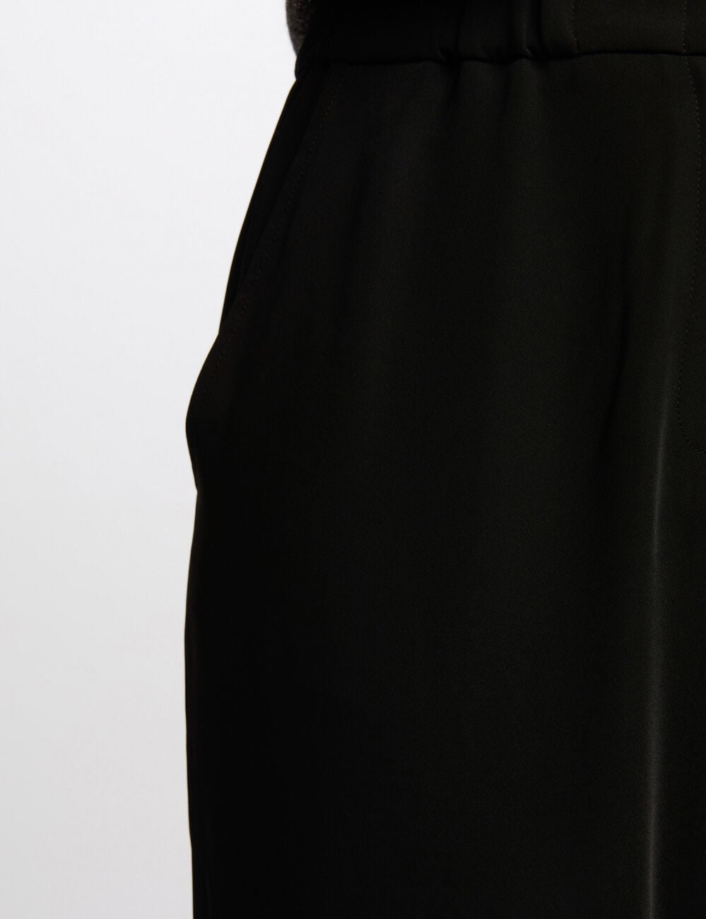 Pantalon large taille haute noir femme